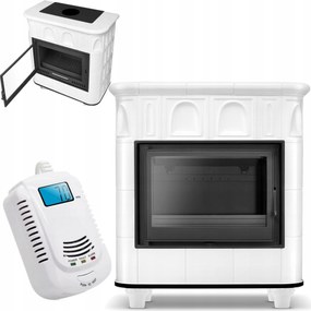 Cserépkályha kandalló kecske öntöttvas betét 13kW 140m2-ig fehér 180mm szett