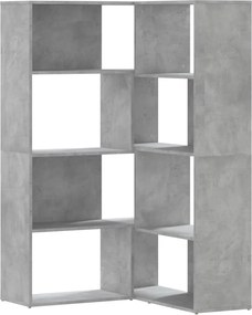vidaXL 4 szintes betonszürke szerelt fa sarokkönyvespolc 85x85x140 cm