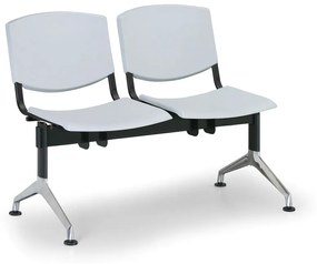 Design műanyag pad, 2 üléses, szürke