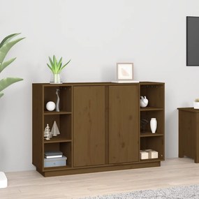 mézbarna tömör fenyőfa tálalószekrény 120x35x80 cm