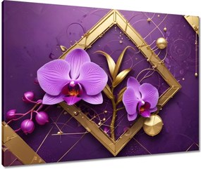 Vászonkép 80x60 Lila orchideák és arany