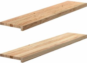 vidaXL 2 db tömör tölgyfa lépcsőfokok kezeletlen 120x30x2 cm