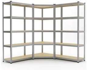 Stabil sarok tároló fém állvány 5 polccal 180x90x40