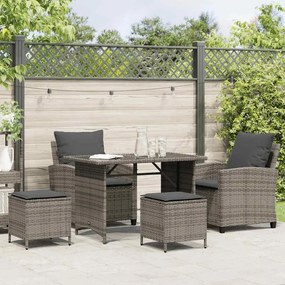 4 részes szürke polyrattan kerti ülőgarnitúra párnákkal