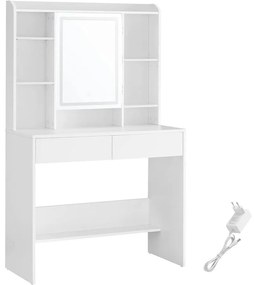 Fésülködőasztal LED világítással, fehér