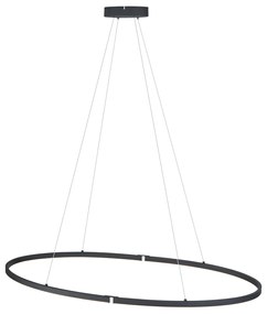 Design függőlámpa fekete ovális 120cm LED-del, 3 lépésben dimmelhető - Ovallo