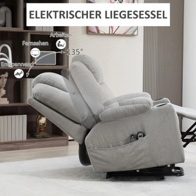 HOMCOM Masszázsfotel Emelési Segítséggel, 8 Vibrációs Pont, Poliészter, hab, Szürke