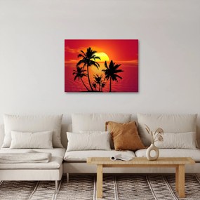 Egy sziget sziluettjének képe pálmafákkal (70x50 cm)