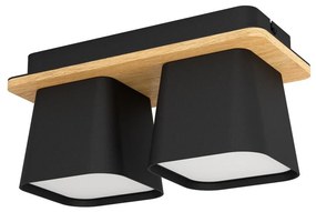 Eglo 390007 Ruscio mennyezeti lámpa, 2db lámpafejjel, természetes fa részletekkel, fekete, E27 foglalattal, max. 2x40W, IP20