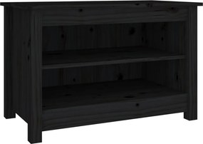 vidaXL fekete tömör fenyőfa cipőtároló pad 70x38x45,5 cm