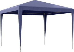 Outsunny Összecsukható 3x3m Kerti Sátor Pavilon 4 Leeresztő Nyílással és UV Ellenálló Acél Váz Teraszhoz, Patiohoz, Kültéri Kempingezéshez - Kék | Aos