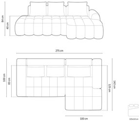 Világosbarna kinyitható-tárolóhelyes sarokkanapé (jobb oldali-heverő résszel) Linz – Cosmopolitan Design