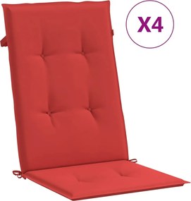 vidaXL 4 db piros szövet kerti magas háttámlájú székpárna 120x50x3 cm