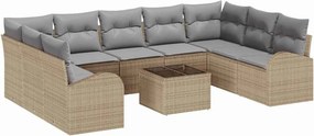vidaXL Kanapé Szett párnával 10 pcs Bézs Poly Rattan