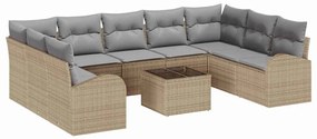 vidaXL Kanapé Szett párnával 10 pcs Bézs Poly Rattan