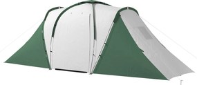 Outsunny Családi Alagúttábori Sátor 4-6 Fő Részére 555x225x190 cm Vízálló 3000 mm Összecsukható Két Hálóhellyel és Túratáskával Szürke és Zöld | Aosom