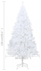fehér PVC műkarácsonyfa vastag ágakkal 150 cm