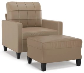 kávészínű műbőr kanapéfotel lábtartóval 60 cm