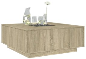 Tölgy színű végtelen hatású LED-es dohányzóasztal 100x100x40 cm