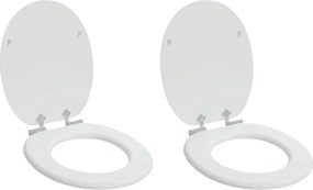 vidaXL Lágy záródású WC ülőke 2 pcs Fehér 44 x 38 cm MDF lap