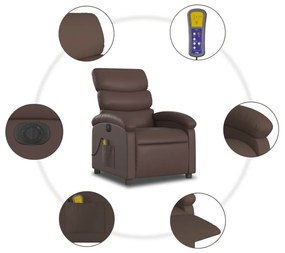 barna műbőr elektromos dönthető masszázsfotel