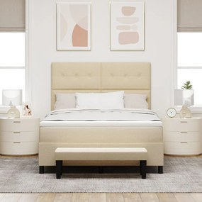 Box Spring Ágy Matrac &amp; Pad Krém 160x200 cm Szövet