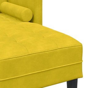 Kertiszófa Padokkal és Párnákkal L-alakú Sárga Bársonyos, L-alakú kanapé Sárga 173x131x67 cm Bársony, Pad Sárga 113x57x39 cm Bársony