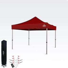 Kerti Pavilon Összecsukható 3x3m | Prémium UV/PVC Védelem | Stabilis BRIMO | Gyors Összecsukás Szerszám Nélkül - falak nélkül - Piros