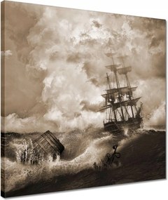 Vászonkép 40x40 Vihar Tenger Hajó Tájkép