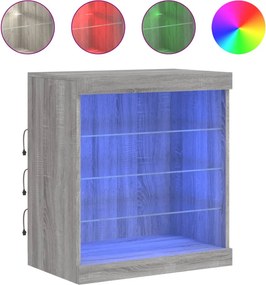 vidaXL szürke sonoma színű tálalószekrény LED-ekkel 60,5 x 37 x 67 cm