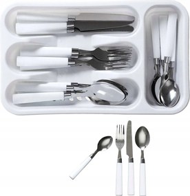 Evőeszköz szett Lino White 16 db-os Fehér Evőeszköz Szett 4 személyes Loft Glamour