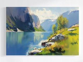 Poszter Skandinávia Norvégia Fjord Hegyek Tó 120x80