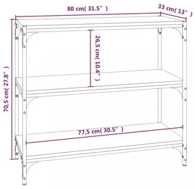 füstös tölgy szerelt fa és acél könyvszekrény 80 x 33 x 70,5 cm