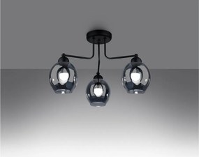 Fekete mennyezeti lámpa üveg búrával 54x54 cm Garten – Sollux