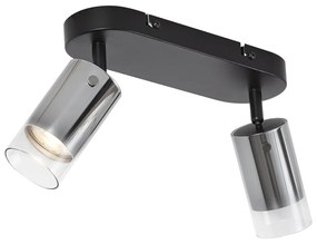 Modern mennyezeti spotlámpa gunmetal színben, 2 lámpás, forgatható és állítható - Drain