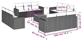 13 részes szürke polyrattan kerti ülőgarnitúra párnákkal