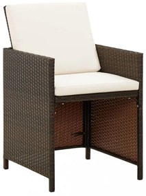 vidaXL 9 részes barna polyrattan kerti étkezőgarnitúra párnákkal