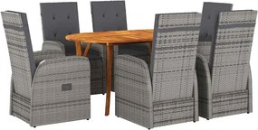 vidaXL Kert étkező szett 7 pcs Szürke polirattan