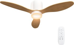 HOMCOM Mennyezeti Ventilátor Fénnyel és Távvezérléssel 50W, Csendes és Forgatható 115cm Mennyezeti Ventilátor 3 Lapáttal, 6 Sebesség, Állítható Fényer