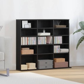 fekete tölgyszínű szerelt fa CD-szekrény 100,5x23x89,5 cm
