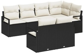 Kerti Kanapé Szett párnával tárolóval 7 pcs Fekete és Krém