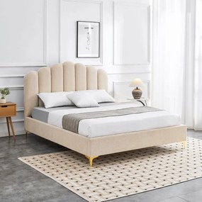 Bézs Bársony Franciaágy 160x200 GEMINI