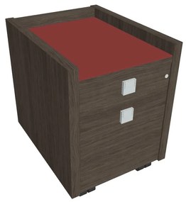 Verno mobil konténer 47 x 60 cm üveggel, 2 fiók, antracit tölgy / piros