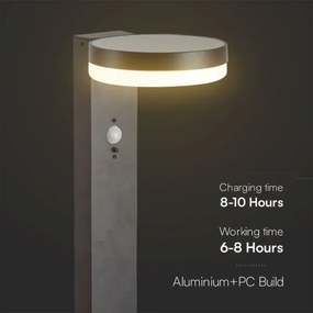 LED Napelemes lámpa érzékelővel LED/2W/3,7V IP54 3000K kerek fekete