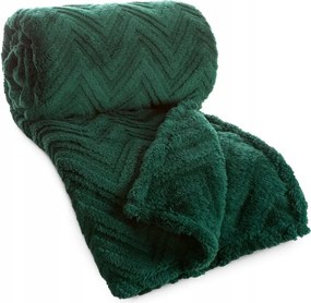 Takaró bolyhos vastag dombornyomott ágytakaró Fenyő halszálka 150x200 Zöld Sötét