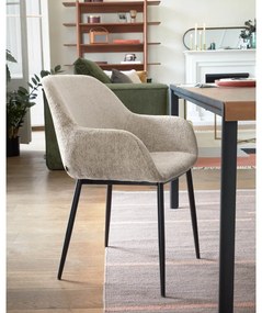 Bézs kárpitozott étkezőfotel Konna – Kave Home