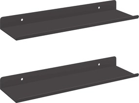 vidaXL Lebegő polc Falra szerelhető 2 pcs Fekete 30 x 9 x 2,5 cm Acél