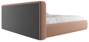 Világos rózsaszín kárpitozott ágyneműtartós franciaágy ágyráccsal 180x200 cm Kiana – Makamii