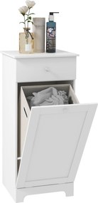 HOMCOM Fürdőszobai Szekrény Összecsukható Mosószekrénnyel, Tárolószekrény Fiókkal - 40L x 40W x 90.5H cm - Fehér | Aosom