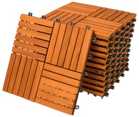 Casaria® Quatro mozaikás fa járólapok - 11 darabos készlet, 30x30 cm